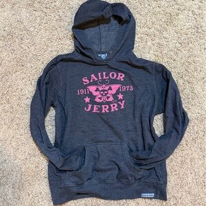 Sailor Jerry Skull Hoodie Y2K Tattoo Graphic Streetwear Pullover Women’s M